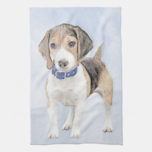 Beagle Painting - Cute Original Dog Art Kitchen Towel