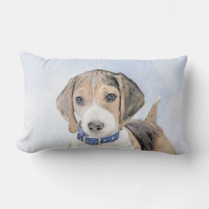 Beagle Painting - Cute Original Dog Art Lumbar Pillow