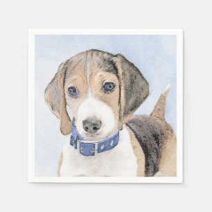 Beagle Painting - Cute Original Dog Art Napkin