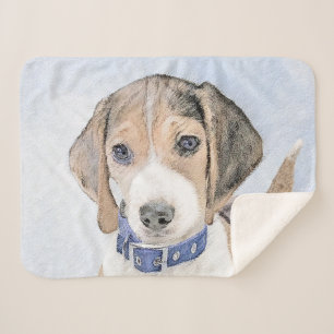 Beagle Painting - Cute Original Dog Art Sherpa Blanket