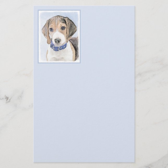 Beagle Painting - Cute Original Dog Art Stationery (Front)