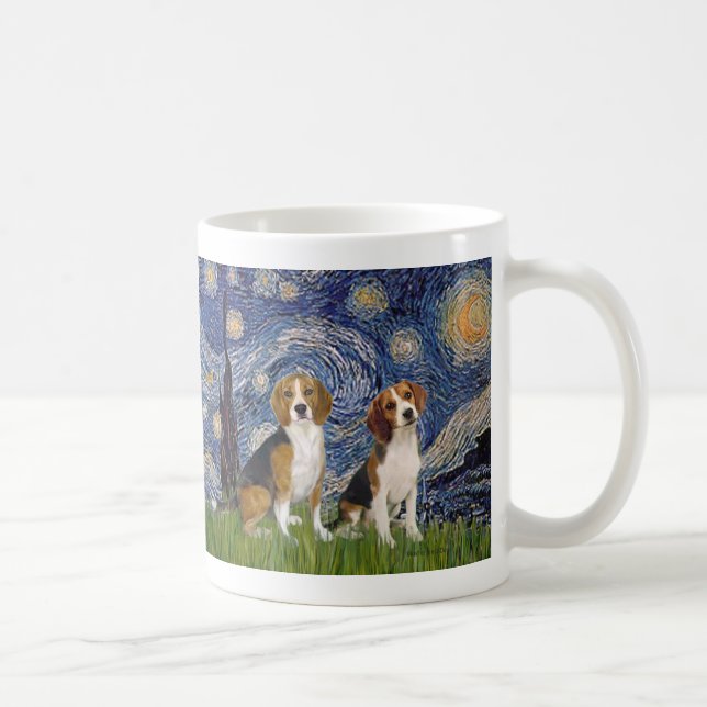 Beagle Pair - Starry Night Coffee Mug (Right)