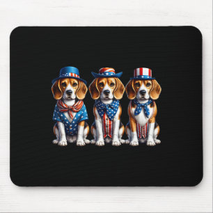 Beagle Patriotic 4th Of July Usa Flag America Pupp Mouse Pad
