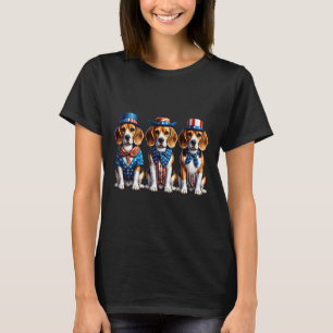 Beagle Patriotic 4th Of July Usa Flag America Pupp T-Shirt