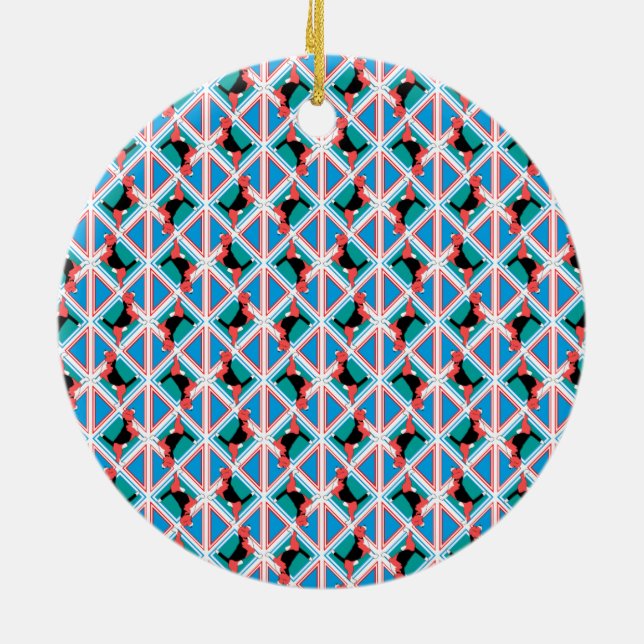 Beagle Pattern Quattrodog Ceramic Ornament (Back)