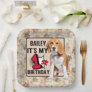 Beagle Personalized 1st birthday party Paper Plate