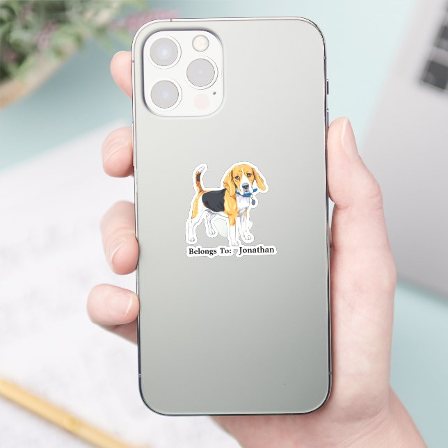 Beagle Personalized Custom Cut Sticker (Phone)