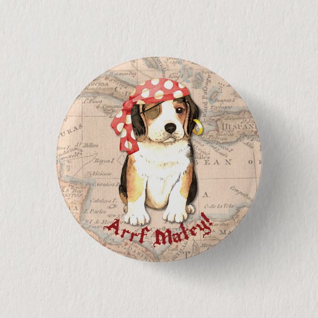 Beagle Pirate 1 Inch Round Button (Front)