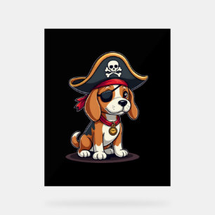 Beagle Pirate Costume Jolly Roger Flag Skull Cross Acrylic Sign