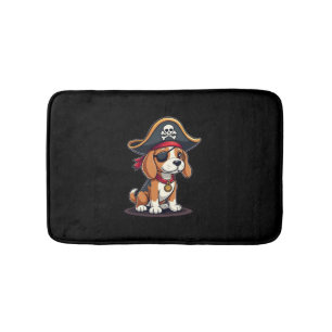 Beagle Pirate Costume Jolly Roger Flag Skull Cross Bath Mat