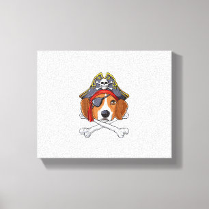 Beagle Pirate Costume Jolly Roger Flag Skull Cross Canvas Print