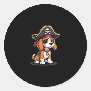 Beagle Pirate Costume Jolly Roger Flag Skull Cross Classic Round Sticker