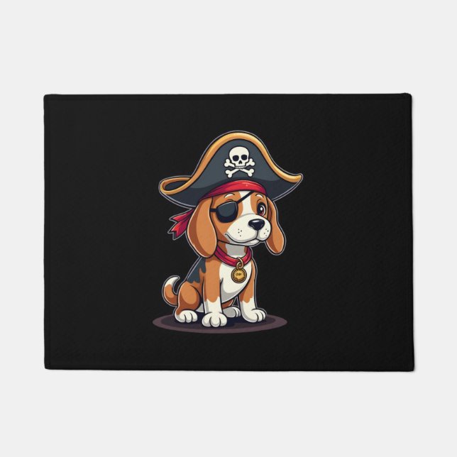 Beagle Pirate Costume Jolly Roger Flag Skull Cross Doormat (Front)