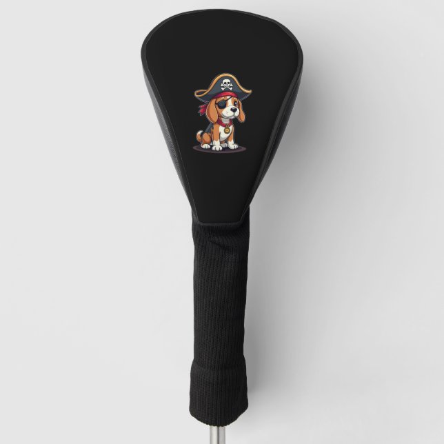 Beagle Pirate Costume Jolly Roger Flag Skull Cross Golf Head Cover (Front)