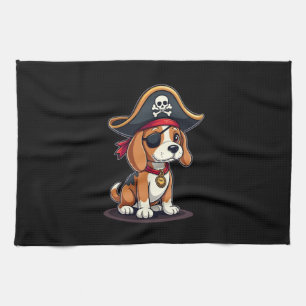 Beagle Pirate Costume Jolly Roger Flag Skull Cross Kitchen Towel