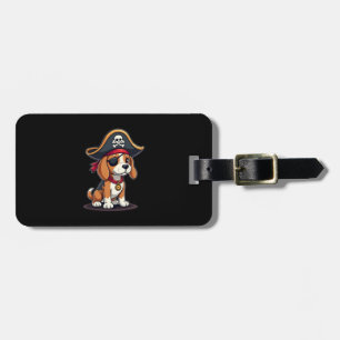 Beagle Pirate Costume Jolly Roger Flag Skull Cross Luggage Tag