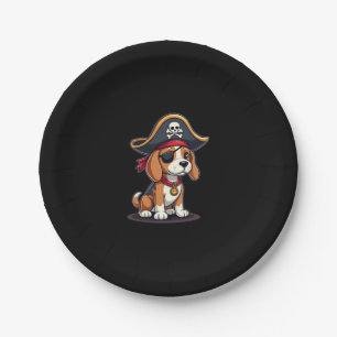 Beagle Pirate Costume Jolly Roger Flag Skull Cross Paper Plate