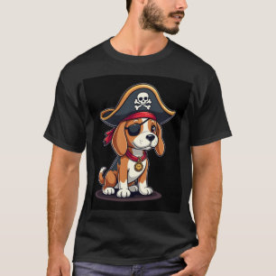 Beagle Pirate Costume Jolly Roger Flag Skull Cross T-Shirt
