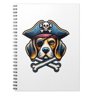 Beagle Pirate Costume Skull Crossbones Dog Lovers  Notebook