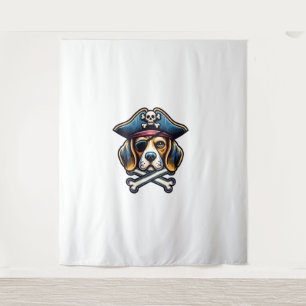 Beagle Pirate Costume Skull Crossbones Dog Lovers Tapestry