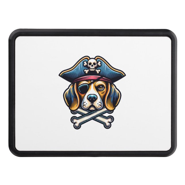 Beagle Pirate Costume Skull Crossbones Dog Lovers  Trailer Hitch Cover (Front)