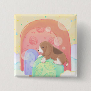 Beagle & Popsicles 2 Inch Square Button