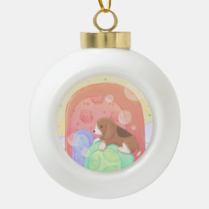 Beagle & Popsicles Ceramic Ball Christmas Ornament