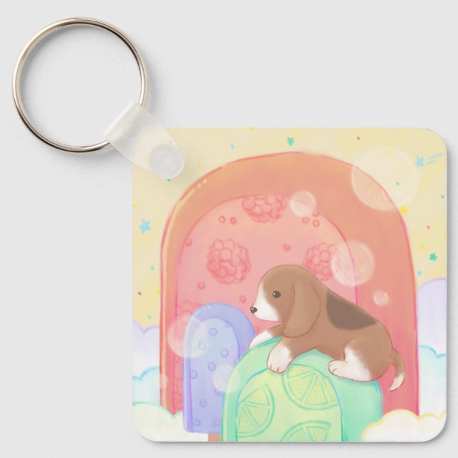 Beagle & Popsicles Keychain (Front)