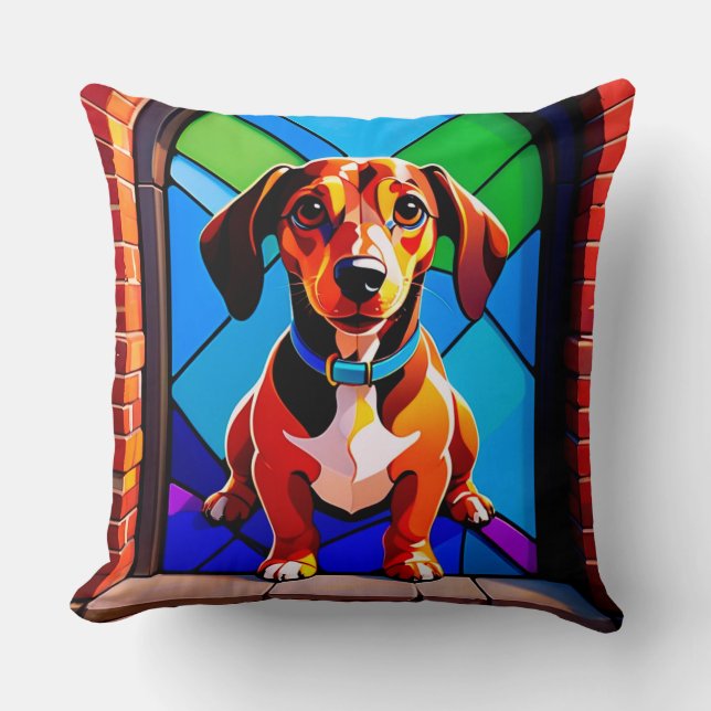 Beagle Portrait Standing Throw Pillow (Front)