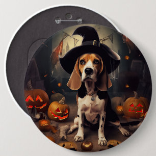 Beagle Pumpkins Halloween Scary 6 Inch Round Button