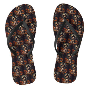 Beagle Pumpkins Halloween Scary Flip Flops