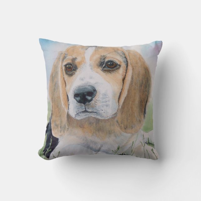 Beagle Pup Throw Pillow (Front)
