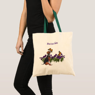Beagle Puppy And Butterflies Personalized Animal  Tote Bag