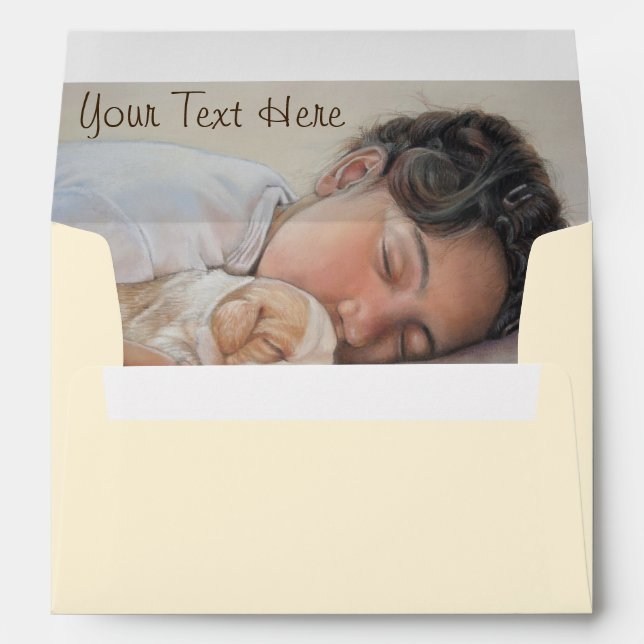 beagle puppy and child realist portrait painting envelope (Back (Bottom))