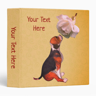 Beagle Puppy And White Rose Personalized Binder