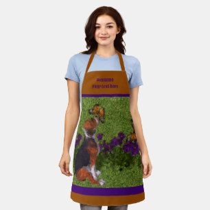 Beagle Puppy Butterflies Dog Art Personalized Apron