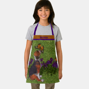 Beagle Puppy Butterflies Dog Art Personalized Apron