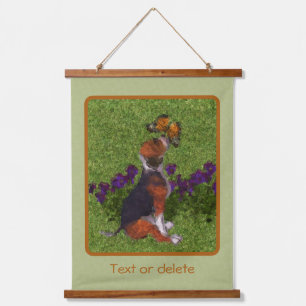 Beagle Puppy Butterflies Dog Art Personalized   Hanging Tapestry
