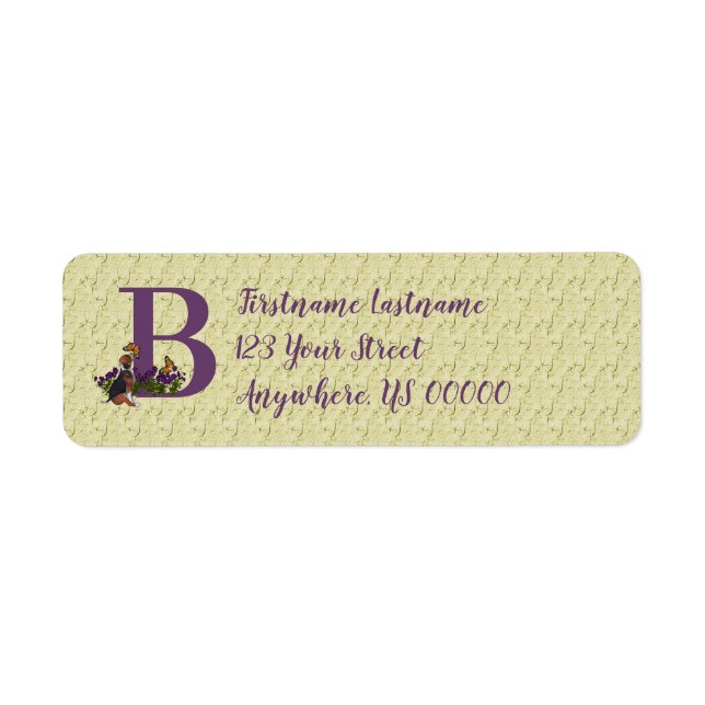 Beagle Puppy Butterfly Monogram Initial B Address  (Front)