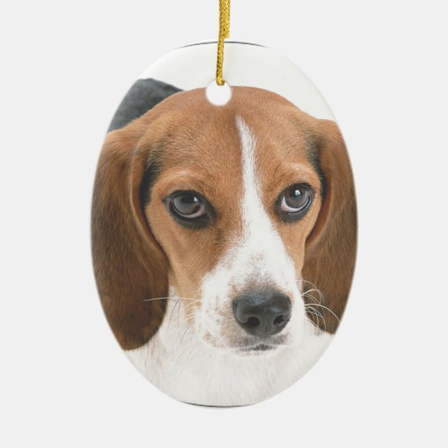 "Beagle Puppy" Ceramic Ornament (Front)