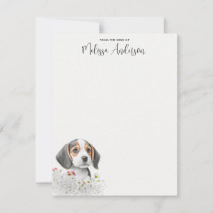 Beagle Puppy Dog Cute Watercolor Personalized  Card