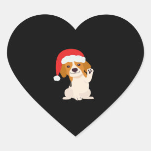 Beagle puppy with Santa's hat for dog lovers Overs Heart Sticker