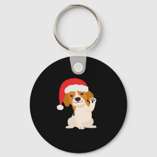 Beagle puppy with Santa's hat for dog lovers Overs Keychain