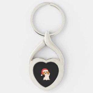 Beagle puppy with Santa's hat for dog lovers Overs Keychain