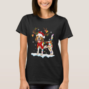 Beagle Reindeer Christmas Santa Hat Xmas Lights Do T-Shirt