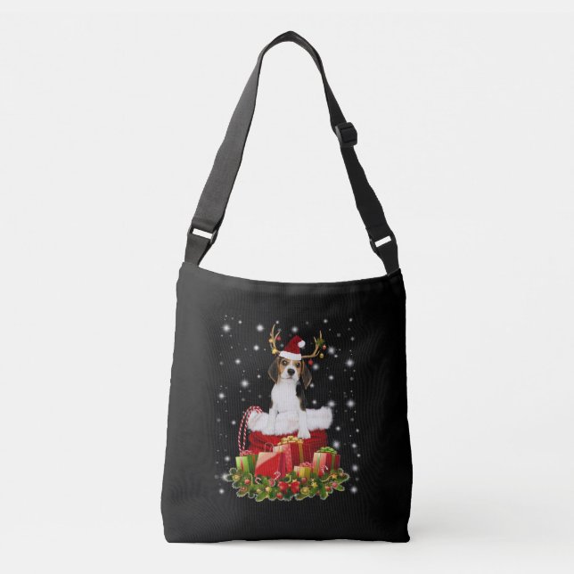 Beagle Reindeer Pressent Christmas Gift Crossbody Bag (Front)