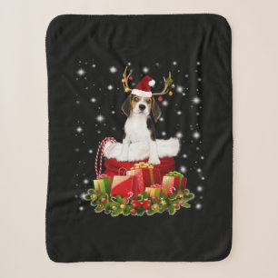 Beagle Reindeer Pressent Christmas Gift Sherpa Blanket