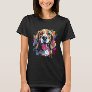Beagle Retro Rainbow Color Splashes Design T-Shirt