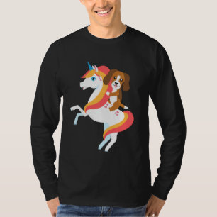 Beagle Riding Unicorn Cute Funny Dog Halloween Cos T-Shirt