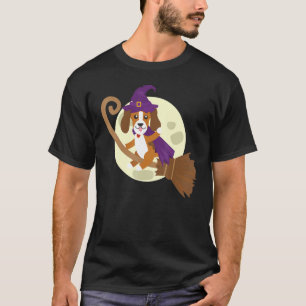 Beagle Riding Witch Broom Cute Dog Animal Hallowee T-Shirt